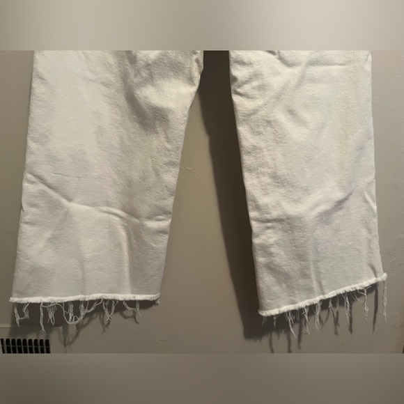 JUST USA Women’s 33 White Stretch Denim Straight Leg Ankle Cropped Jeans Raw Hem - Picture 13 of 13